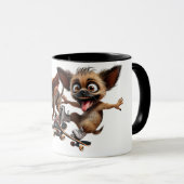 Deux chiens fous en skateboards font la course. マグカップ (正面右)