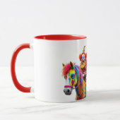 Deux clowns rigolos sur leurs chevaux. マグカップ (左)