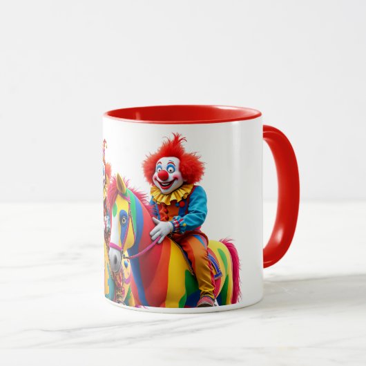 Deux clowns rigolos sur leurs chevaux. マグカップ (正面右)