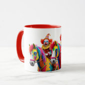 Deux clowns rigolos sur leurs chevaux. マグカップ (正面左)