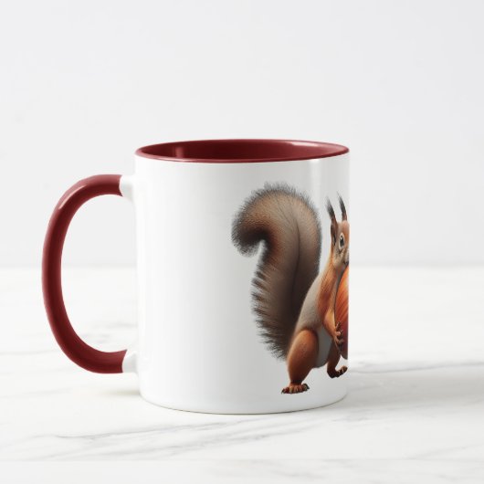 Deux écureuils se croisent avec leurs noisettes. マグカップ (左)