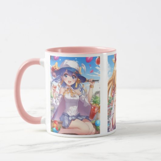  Deux jeunes filles dans une ambiance estivale. マグカップ (左)