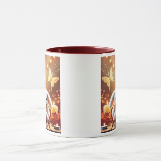 Deux lapins en peluche adorables. マグカップ (中央)