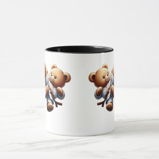 Deux oursons en kimono s'affrontent. マグカップ (中央)