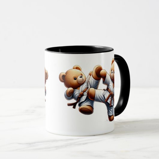 Deux oursons en kimono s'affrontent. マグカップ (正面右)