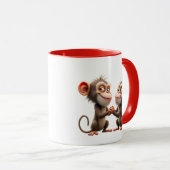 Deux petits singes rigolos se tenant la main. マグカップ (正面右)