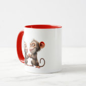 Deux petits singes rigolos se tenant la main. マグカップ (正面左)