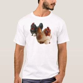 Deux poules sur un tee-shirt couvent. tシャツ