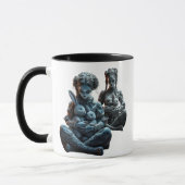 Deux poupées câlinent leurs lapins. マグカップ (左)