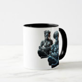 Deux poupées câlinent leurs lapins. マグカップ (正面右)