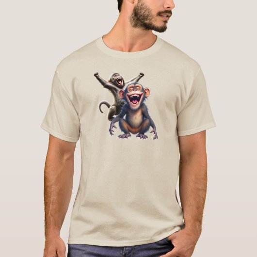 Deux singes morts de rire font la fête. tシャツ (正面)