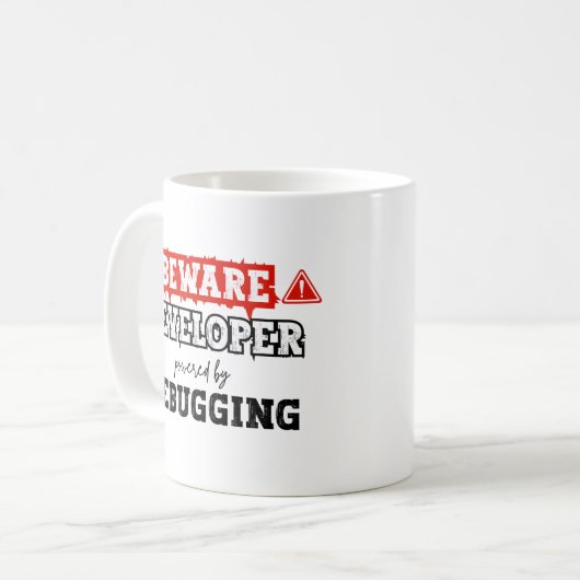Developer Powered By Debugging | Programming コーヒーマグカップ (正面左)