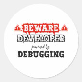 Developer Powered By Debugging | Programming ラウンドシール (正面)