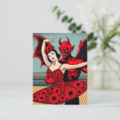 Devil Ballet With a Woman in a Red Floral Dress ポストカード (スタンド正面)