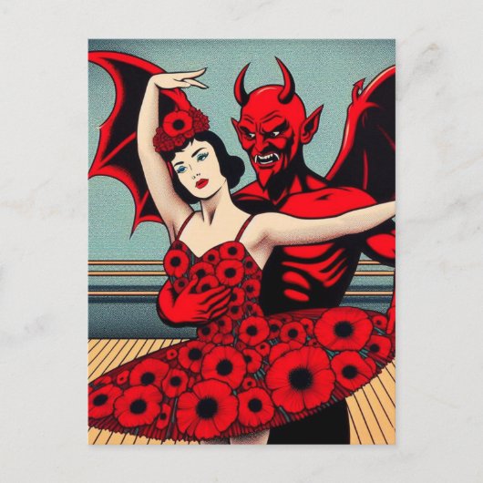 Devil Ballet With a Woman in a Red Floral Dress ポストカード (正面)