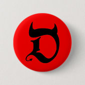 Devil (black print / red) 缶バッジ (正面)