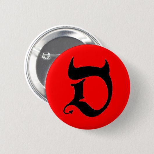 Devil (black print / red) 缶バッジ (正面&裏面)