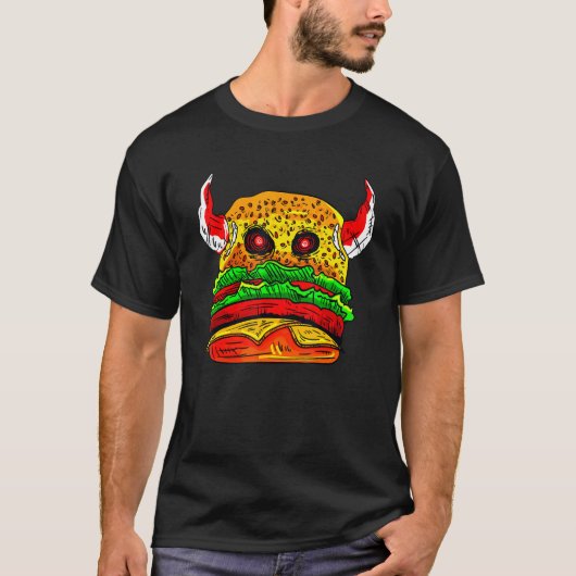 Devil Burger Hamburger Cheesburger Delicious Food Tシャツ (正面)
