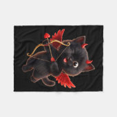 Devil Cupid Cat Art Cute Angel Demon Cat Funny  フリースブランケット (正面(横))