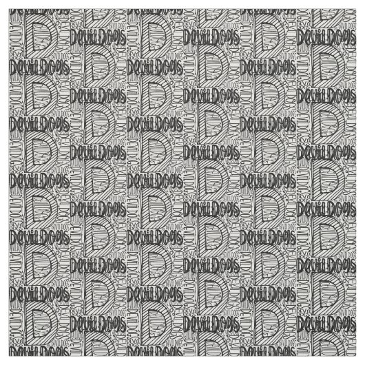 Devil Dogs灰色のファブリックの黒い文字THIS ファブリック (見本)