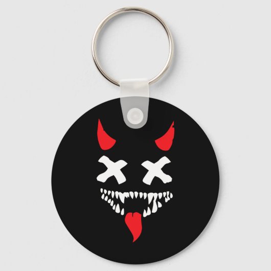 Devil Face Lazy Halloween Costume Scary Creepy Spo キーホルダー (正面)