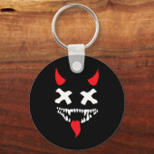 Devil Face Lazy Halloween Costume Scary Creepy Spo キーホルダー (正面)