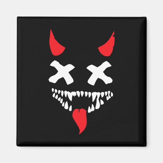 Devil Face Lazy Halloween Costume Scary Creepy Spo マグネット (正面)