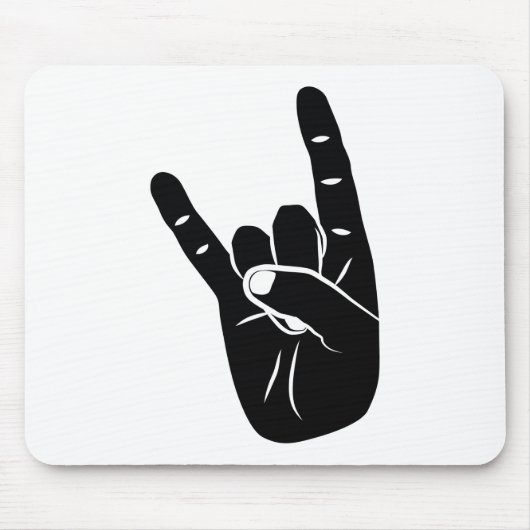 Devil Horns sign language pictogram for rock music マウスパッド (正面)