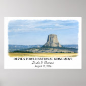 Devil’s Tower National Monument Wyoming, Watercolo ポスター (正面)