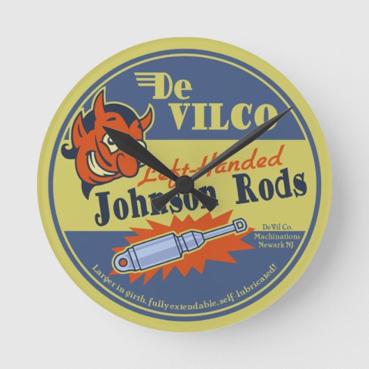 DeVILCO左利きのJohnsons ラウンド壁時計 (正面)