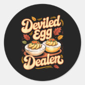 Deviled Egg Er Funny Retro Thanksgiving Food Quote ラウンドシール (正面)