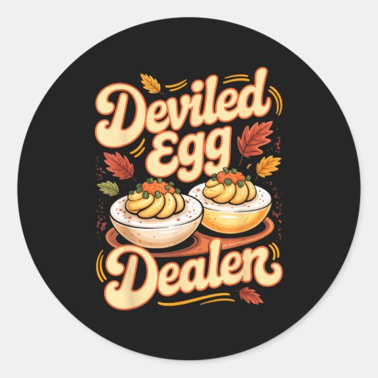 Deviled Egg Er Funny Retro Thanksgiving Food Quote ラウンドシール (正面)