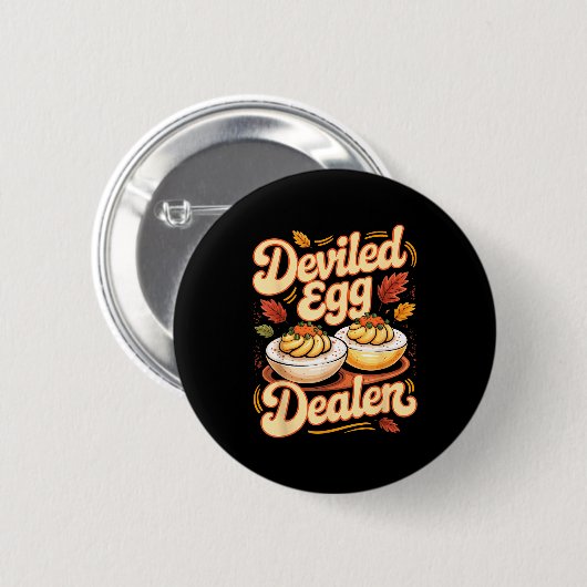 Deviled Egg Er Funny Retro Thanksgiving Food Quote 缶バッジ (正面&裏面)