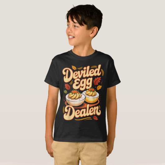 Deviled Egg Er Funny Retro Thanksgiving Food Quote Tシャツ (正面フル)
