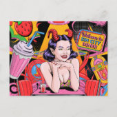 Devilish Woman at the Retro Diner Comic Book ポストカード (正面)