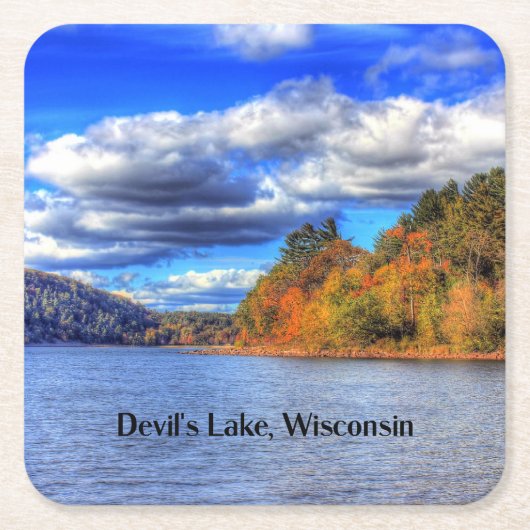 Devil's Lake, Wisconsin スクエアペーパーコースター (正面)