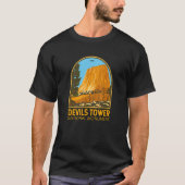 Devils Tower National Monument Wyoming Emblem Vint Tシャツ (正面)