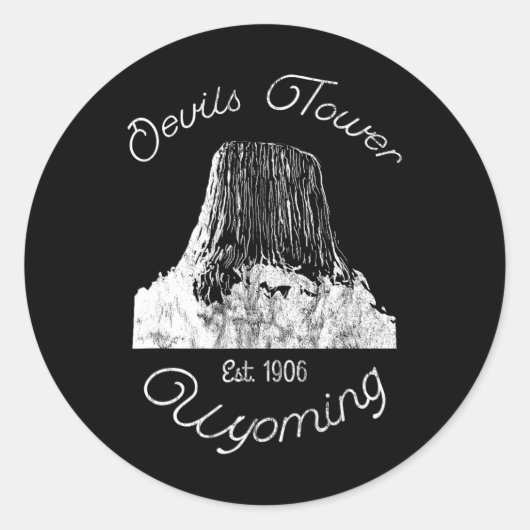 Devils Tower Wyoming National Monument Retro Vinta ラウンドシール (正面)