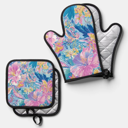 Devina Lily - Anenome Collette Oven Mitt & Pot Hol 鍋つかみ&鍋敷きセット (正面/裏面)