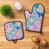 Devina Lily - Anenome Collette Oven Mitt & Pot Hol 鍋つかみ&鍋敷きセット (トップダウン)