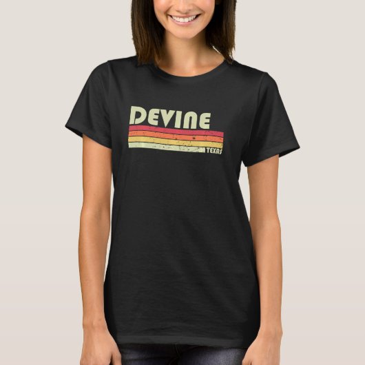 DEVINE TXテキサス州シおもしろいティホームルーツギフトレトロ7 Tシャツ (正面)