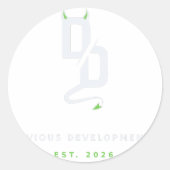 Devious Developments - 設立 2026 ステッカー (正面)