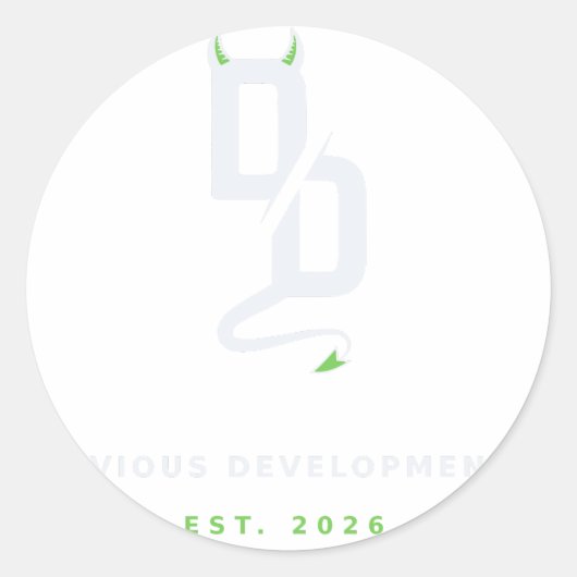 Devious Developments - 設立 2026 ステッカー (正面)