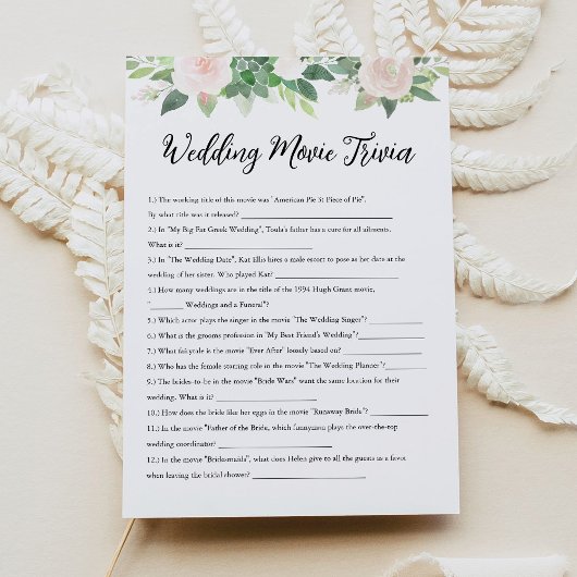 DEVONの結婚映画トリビアブライダルシャワーゲーム 招待状