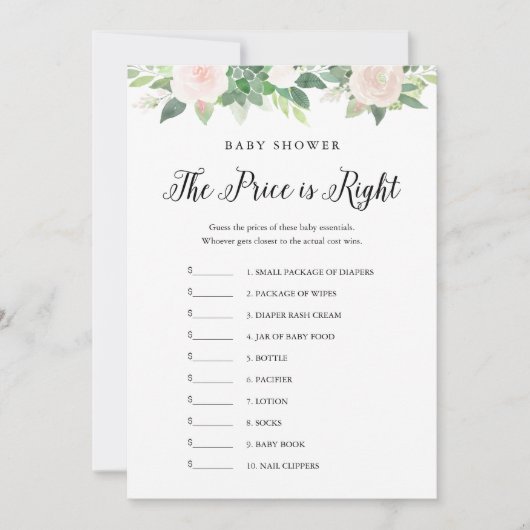 DEVONは正しい価格の赤ちゃんシャワーゲームカードを推測 招待状 (正面)