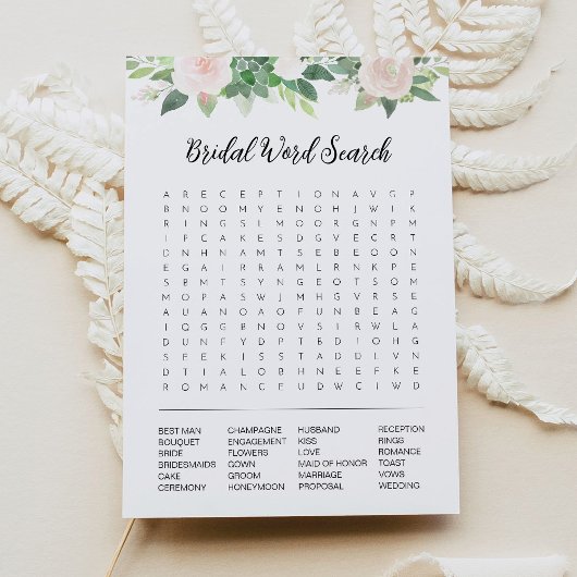 DEVONブライダルシャワー単語検索ゲームカード 招待状