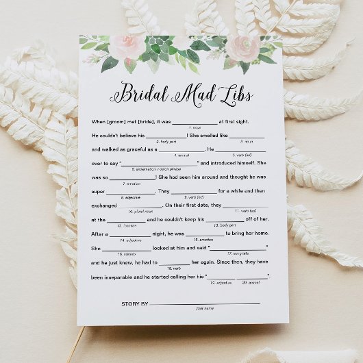 DEVONブライダルシャワーLibs、空白ゲームに記入 招待状