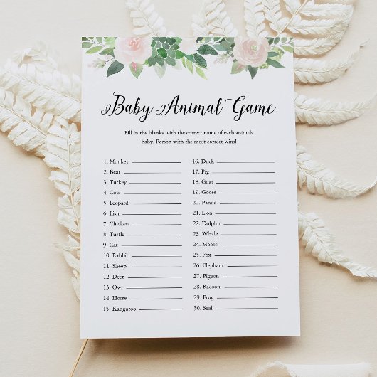 DEVONベビーアニマル緑ベビーシャワーゲーム 招待状