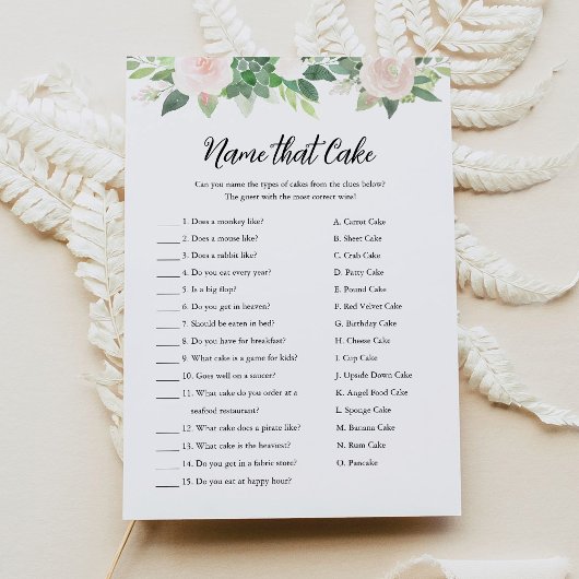 DEVON名ザケーキブライダルシャワーゲームカード 招待状