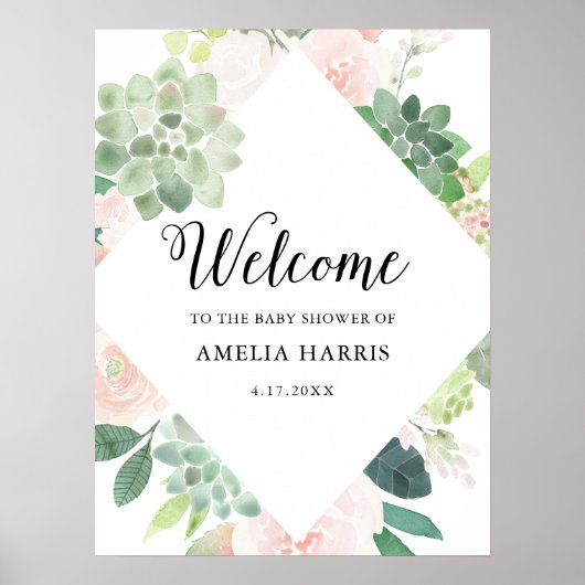 DEVON多肉乳児シャワーへようこそ18x24 ポスター (正面)